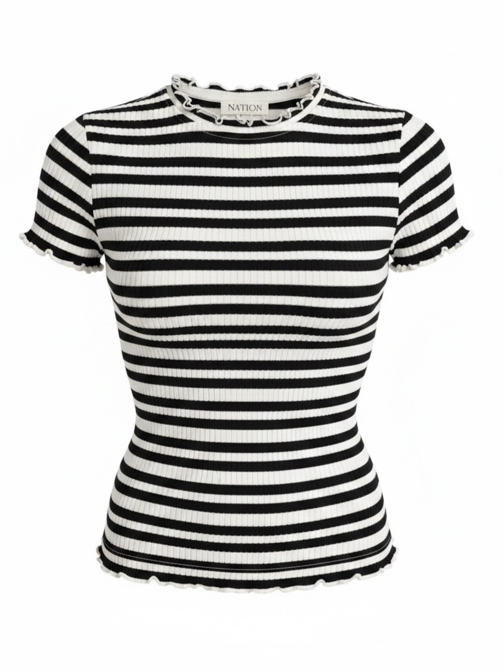 Anthropologie - Nation.LA Black & White Striped Ribbed Short Sleeve Top